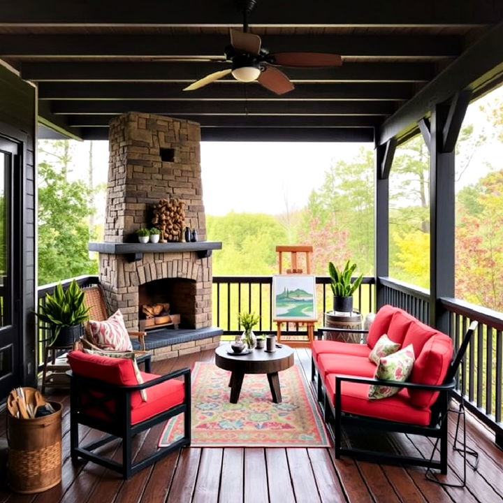 artistic haven deck with fireplace