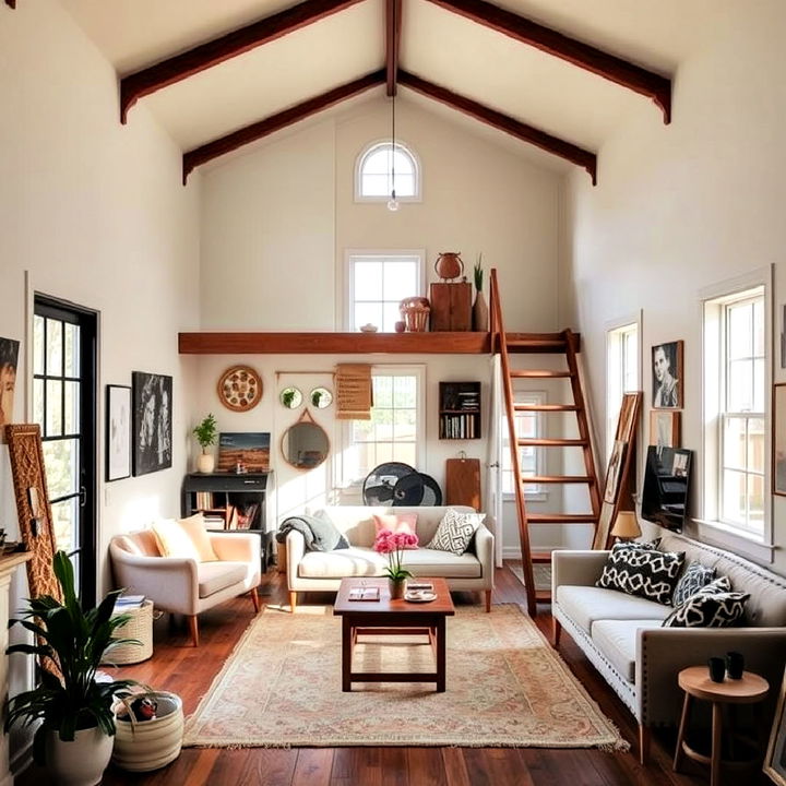 artistic loft tiny house