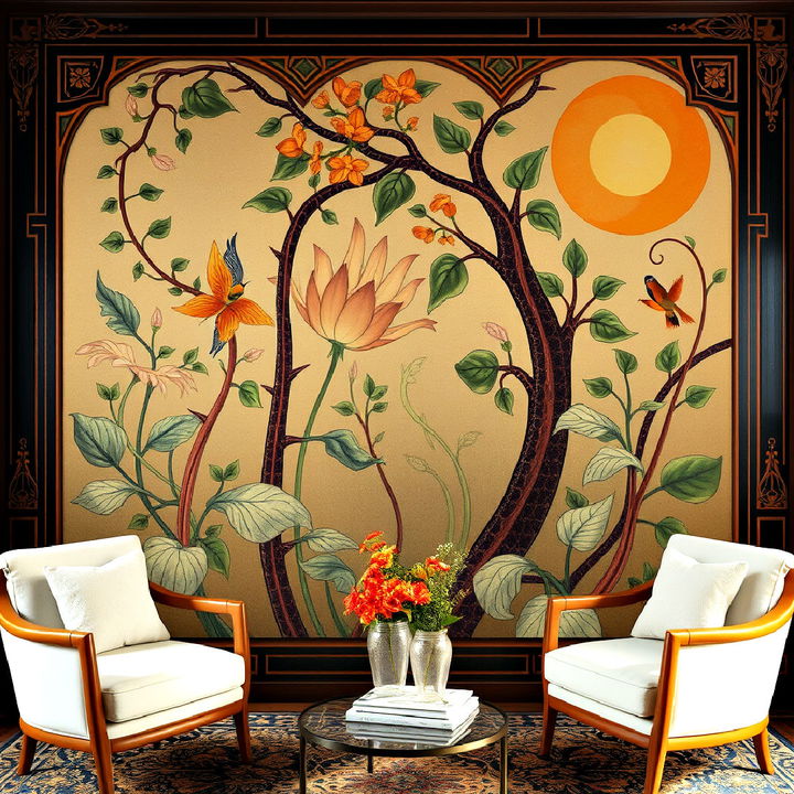 artistic wall murals in art nouveau design