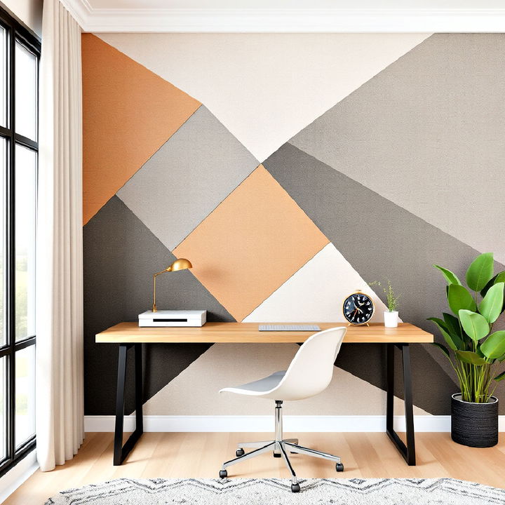 asymmetrical geometric shapes for a modern edge home office