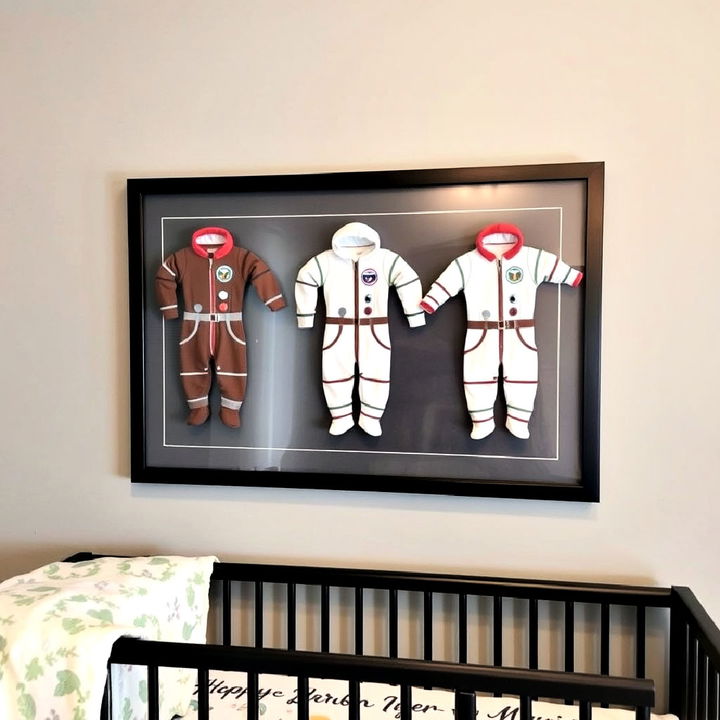 baby sized spacesuit onesies display