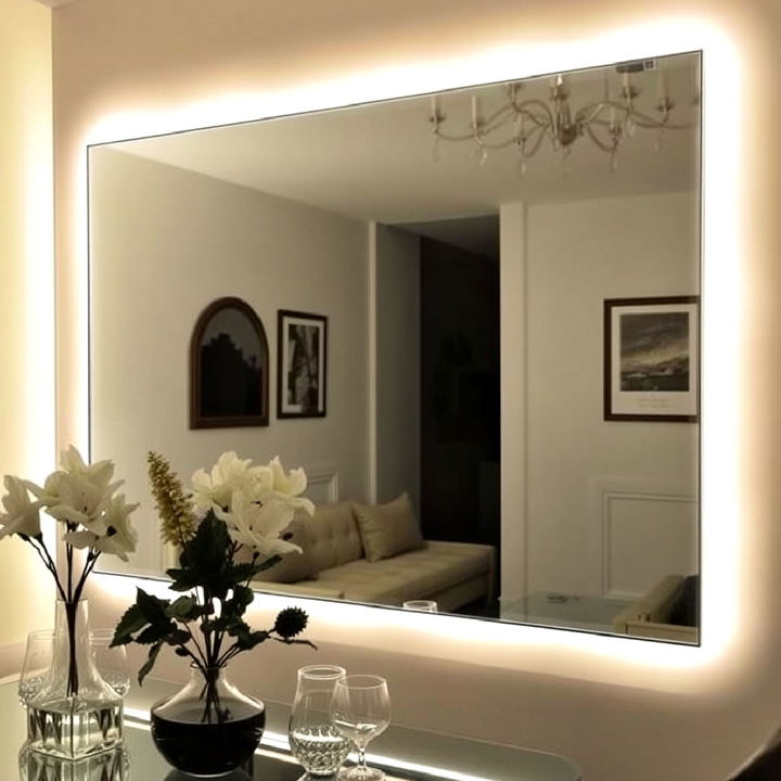 backlit mirror for dining room