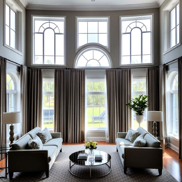 balanced living room window treatments