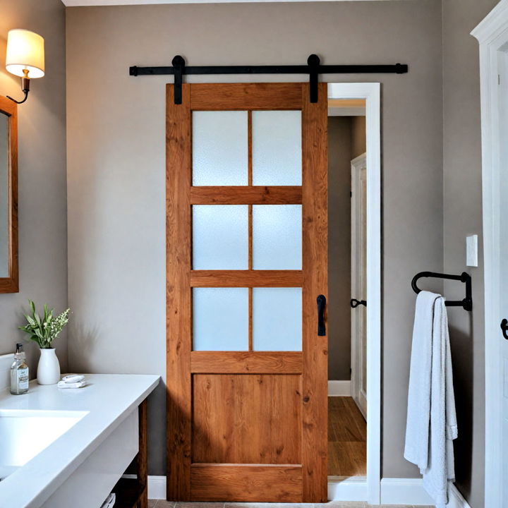 barn door with frosted panel inserts