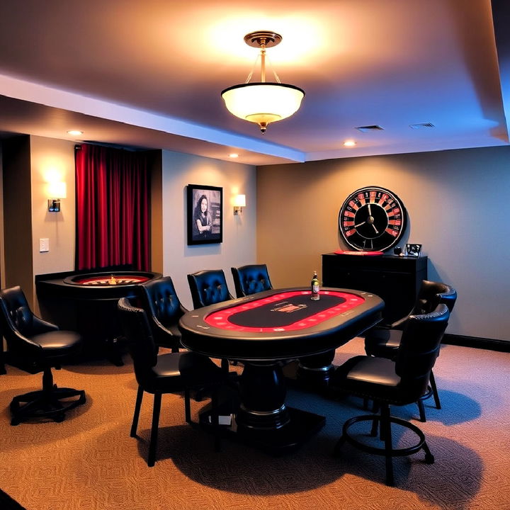 basement home casino night setup