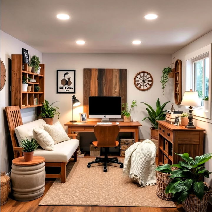 basement office into a farmhouse inspired retreat