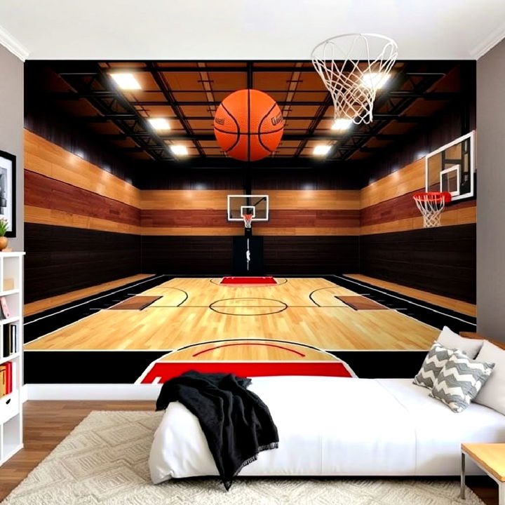 basketball court statement wall mural