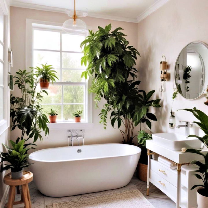 bathroom decor with moisture loving plants