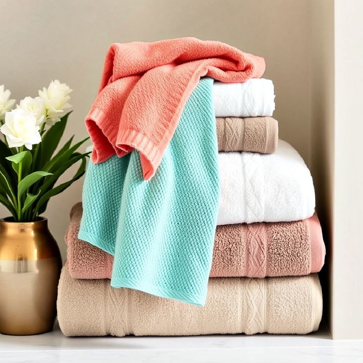 bathroom layering decorative towels