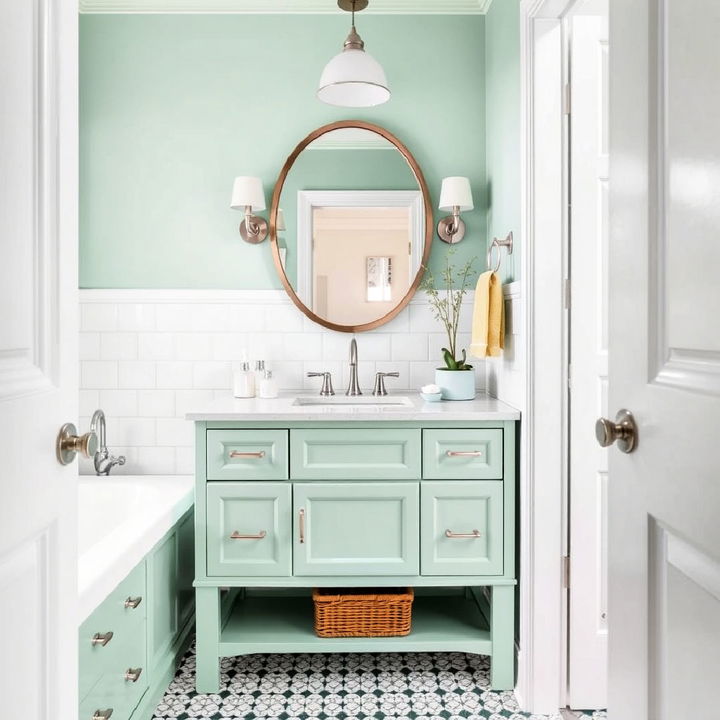 bathroom mint green vanity