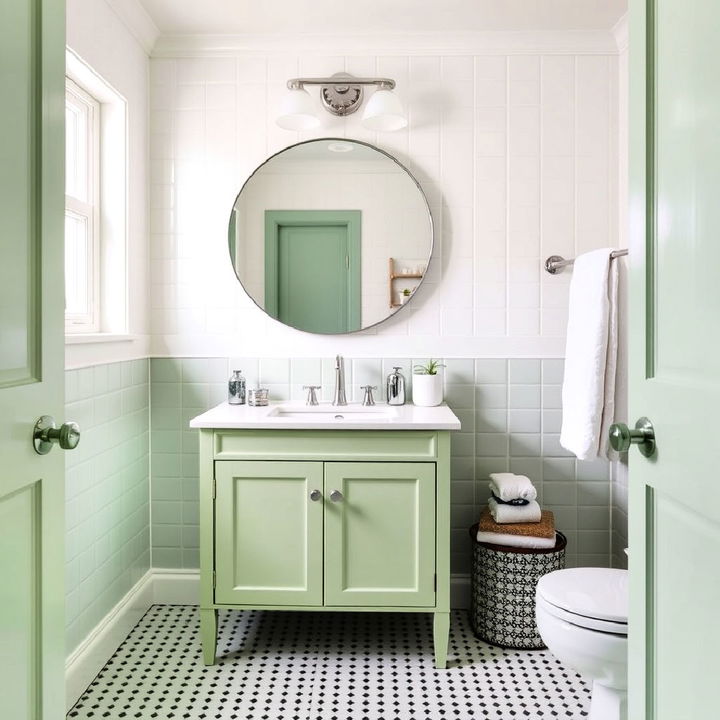 bathroom pistachio green vanity