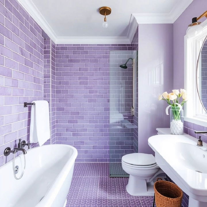 bathroom purple grout for a subtle color detail