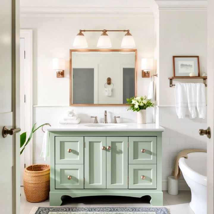 bathroom seafoam green vanity