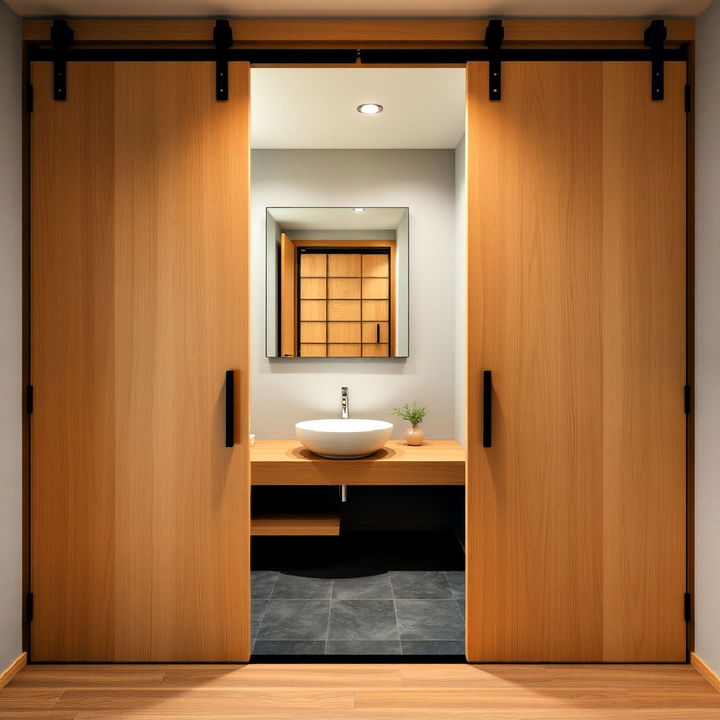 bathroom sliding wooden door