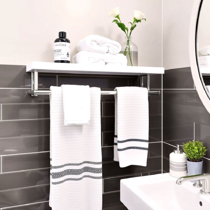 bathroom towel rod with shelf