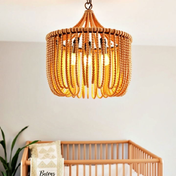 beaded chandelier for a boho glow nursery