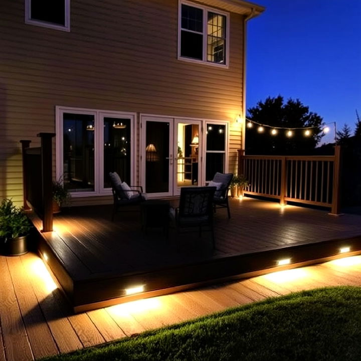 beautiful accent lighting deck