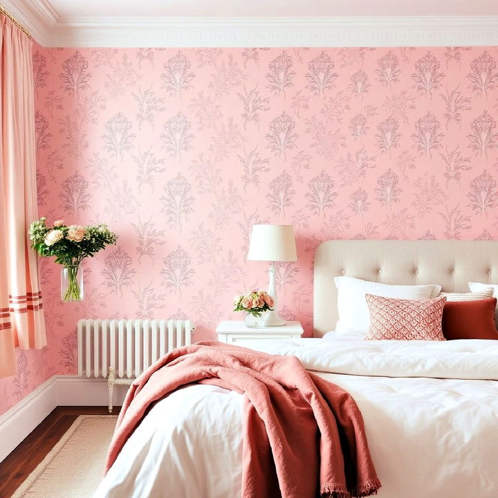 beautiful blush pink bedroom wallpaper