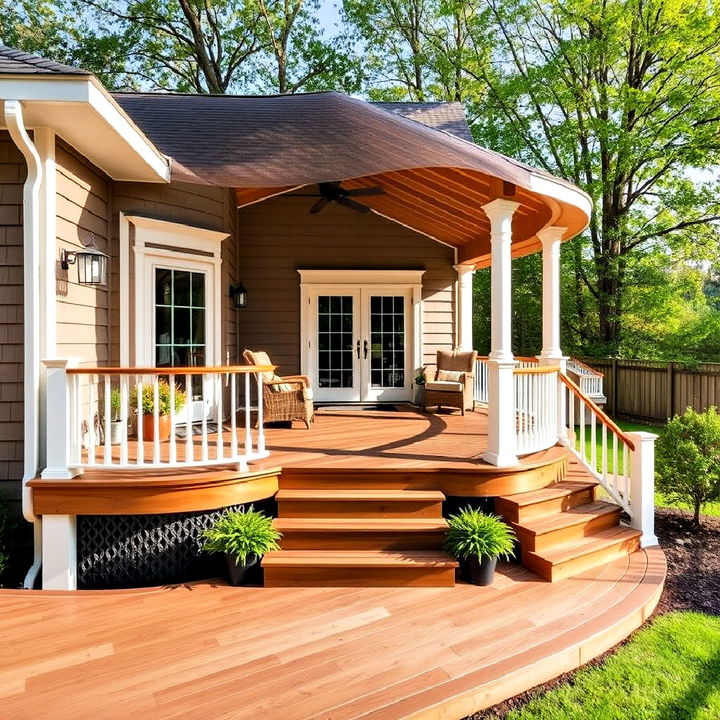 beautiful curved porch deck