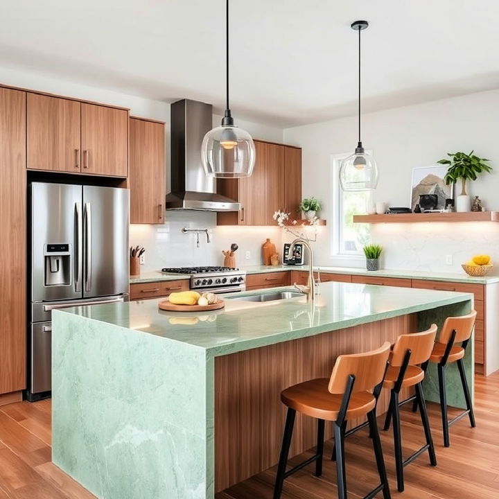 beautiful earthy green quartz countertop