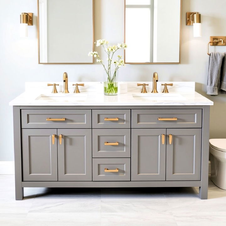 beautiful grey vanity with double sinks