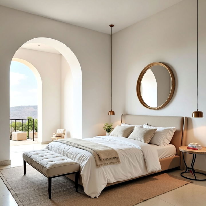 bedroom arched doorway and window