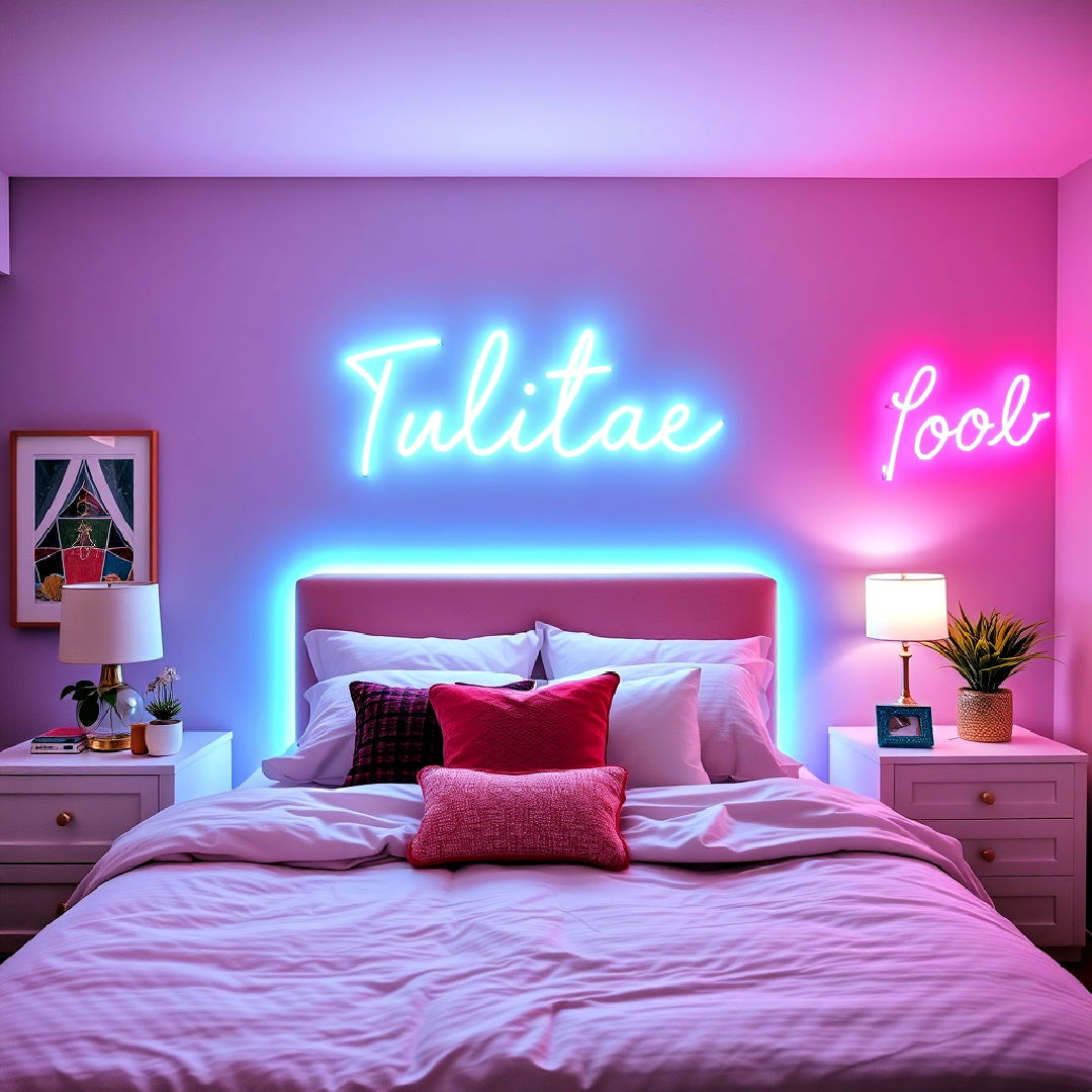 bedroom neon and led lighting