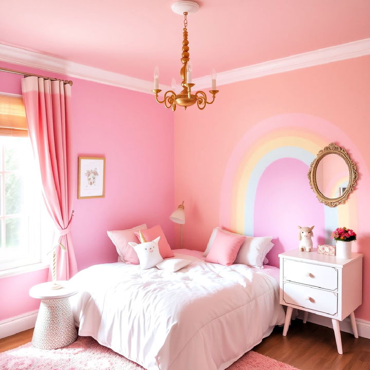 bedroom pastel rainbow walls