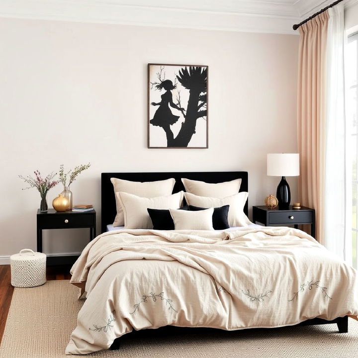 beige linen bedding for bedroom