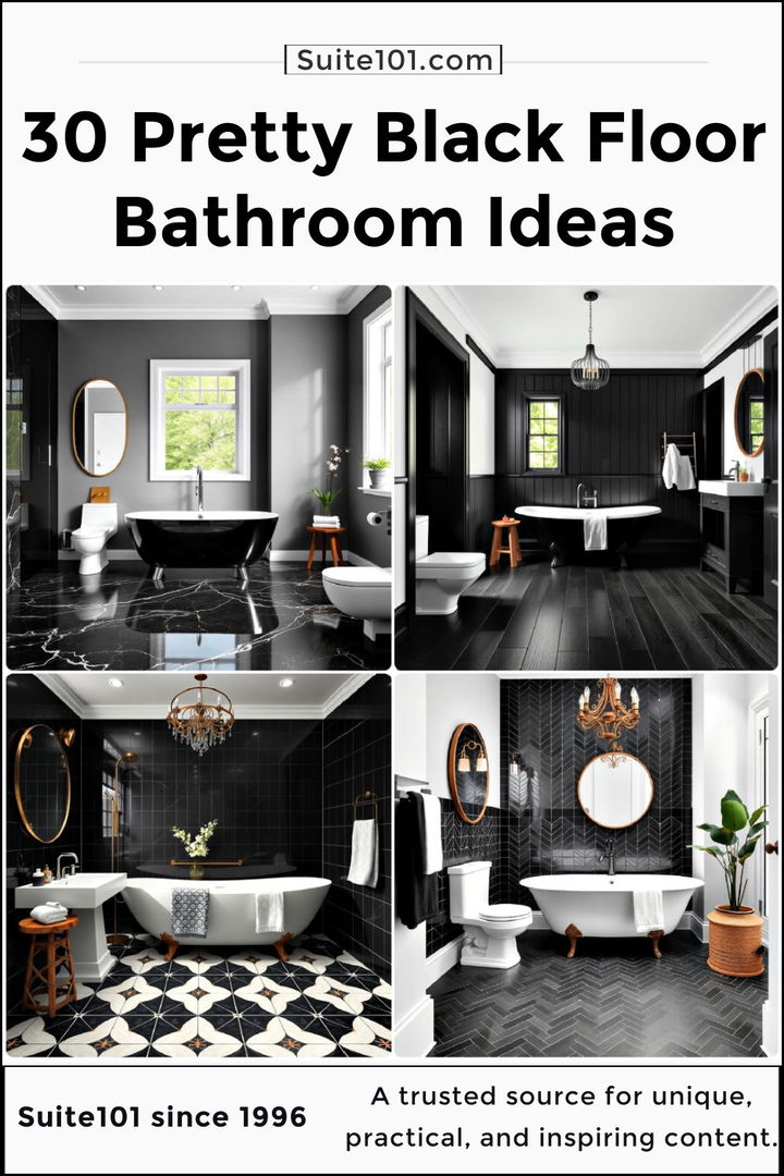 best black floor bathroom ideas