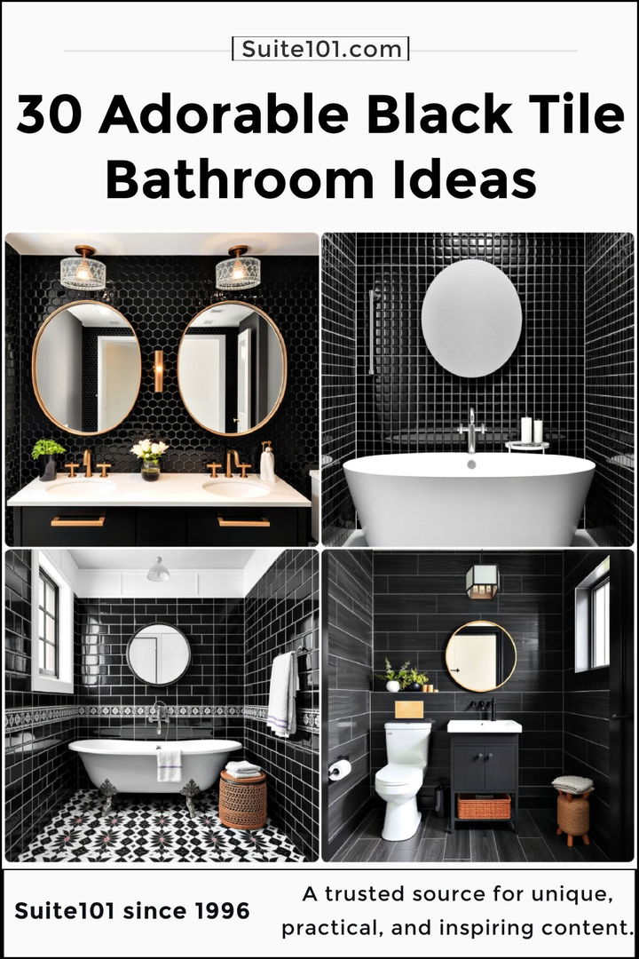 best black tile bathroom ideas