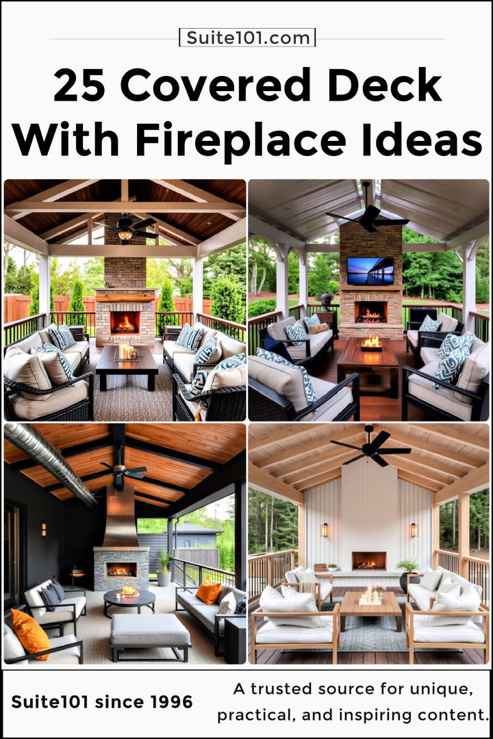 best covered deck with fireplace ideas