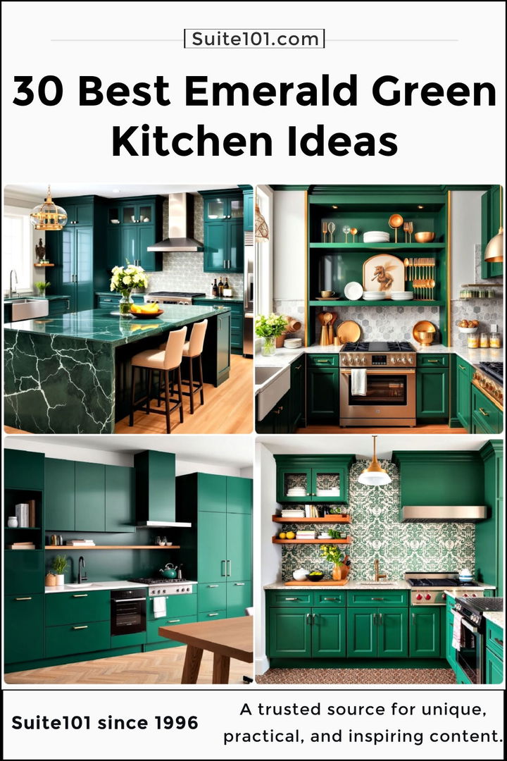 best emerald green kitchen ideas