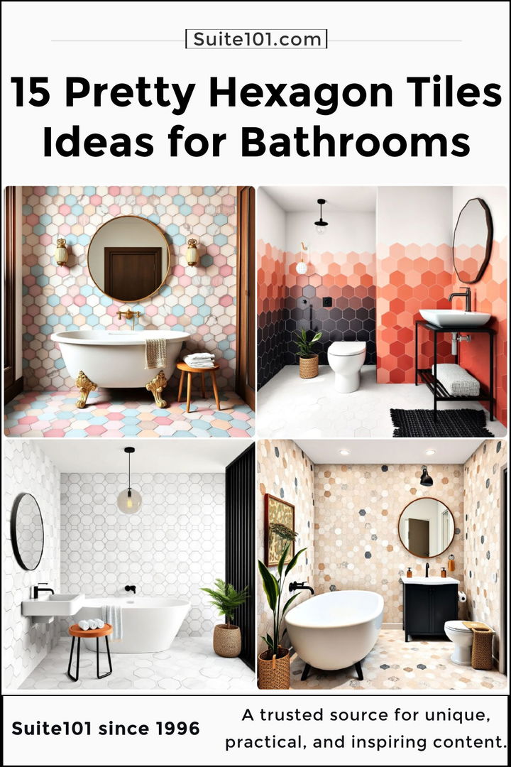 best hexagon tiles ideas for bathrooms