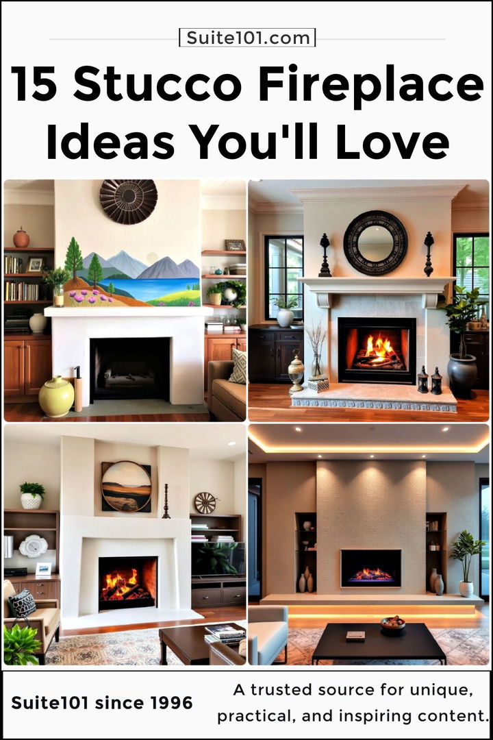 best stucco fireplace ideas