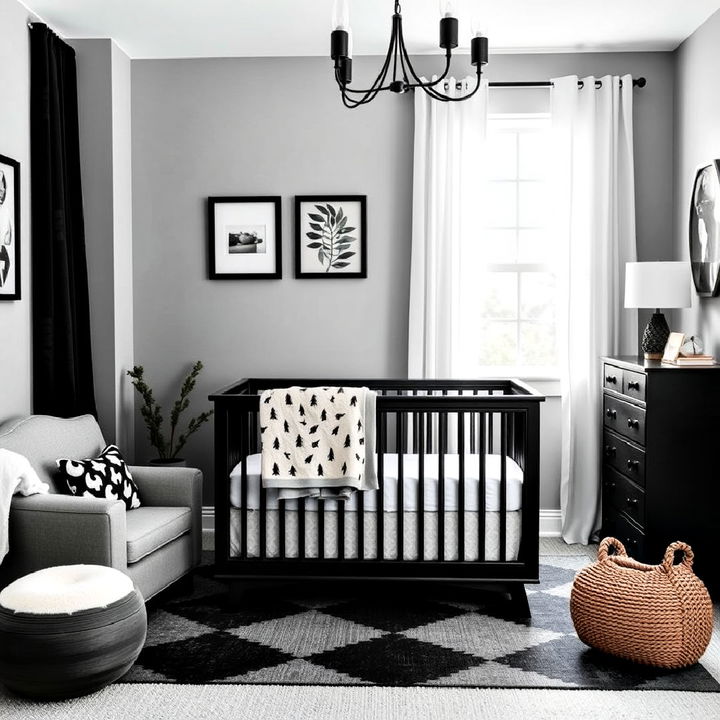 black and soft gray nursery