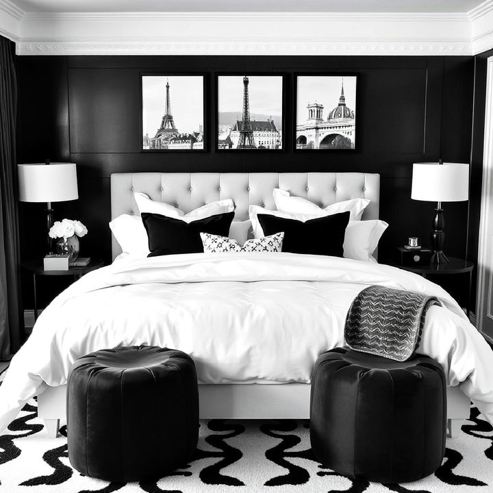 black and white color palette for bedroom