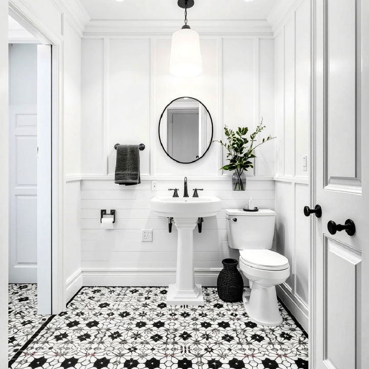 black and white mosaic tile bathroom