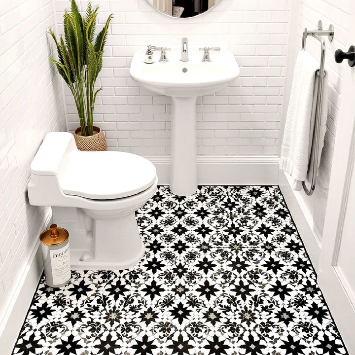 black and white mosaic tile bathroom