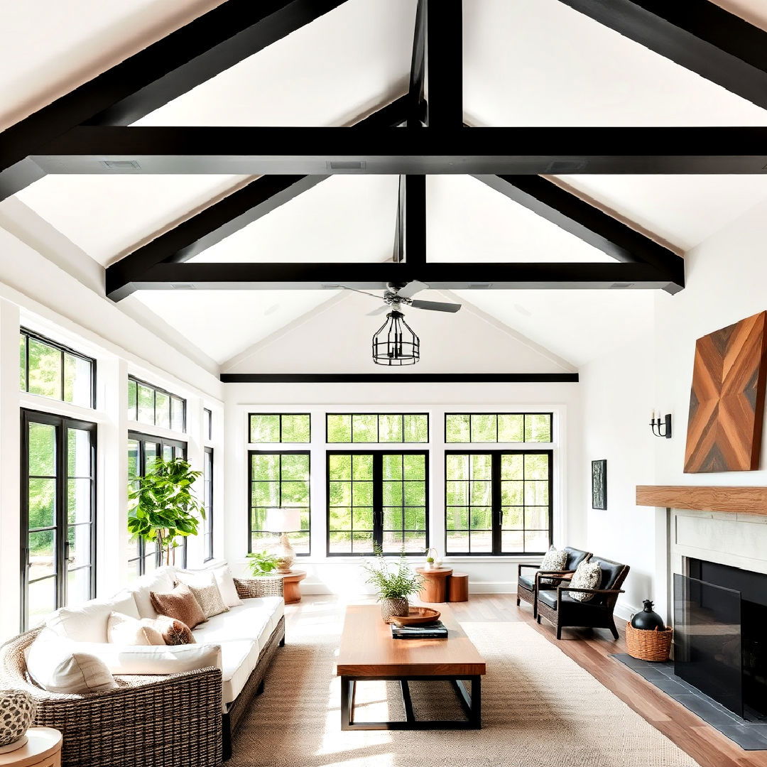 black ceiling beams to add charm