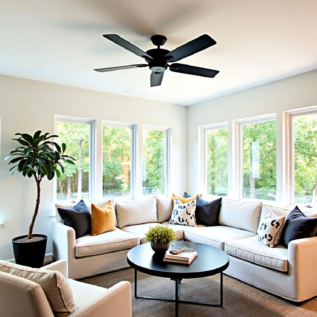 black ceiling fan for contemporary look
