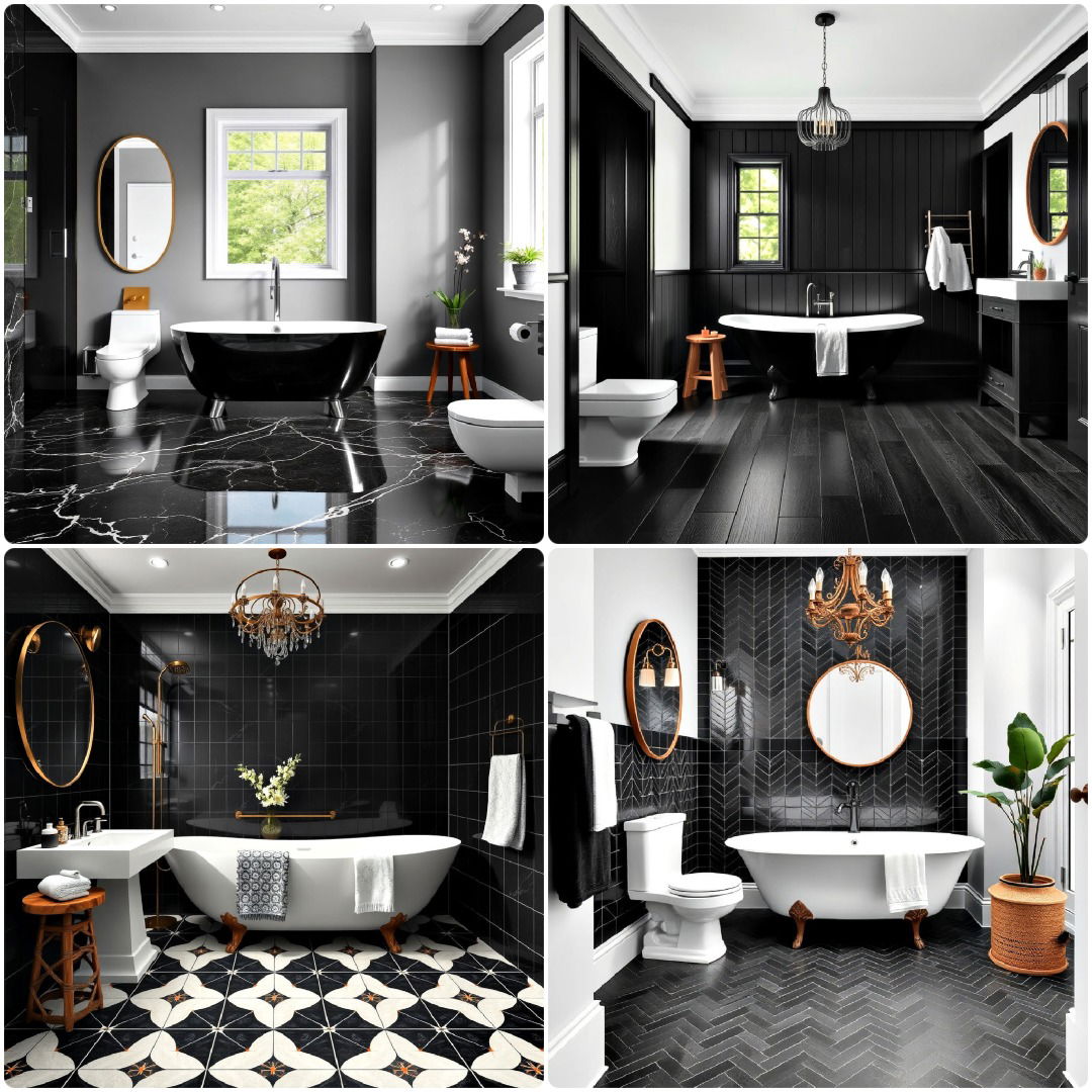 30 Black Floor Bathroom Ideas for A Modern Makeover