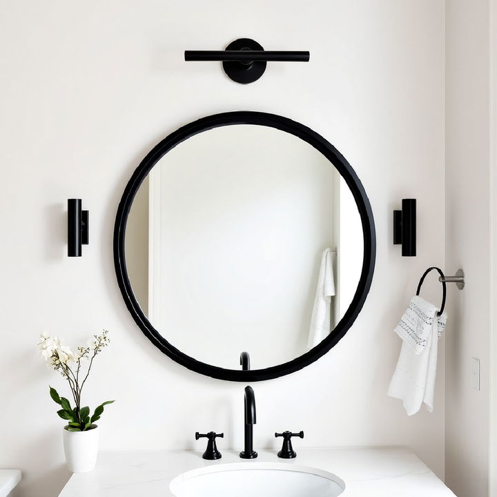 black framed bathroom mirror