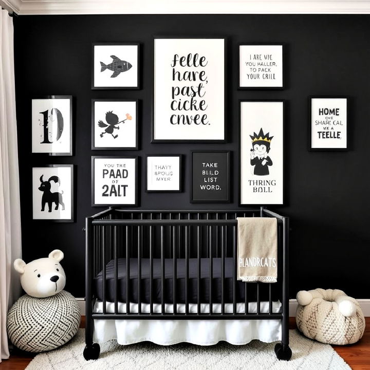 black framed nursery art