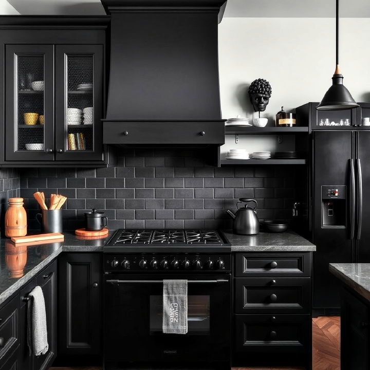 black matte appliances for gothic kitchen