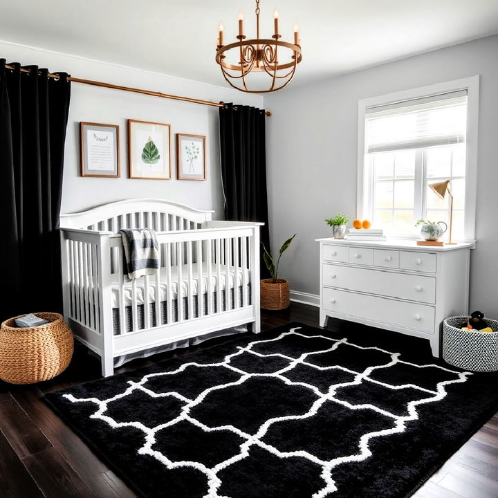 black nursery rug for contrast