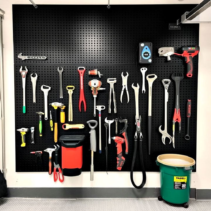 black pegboard for your garage tool storage