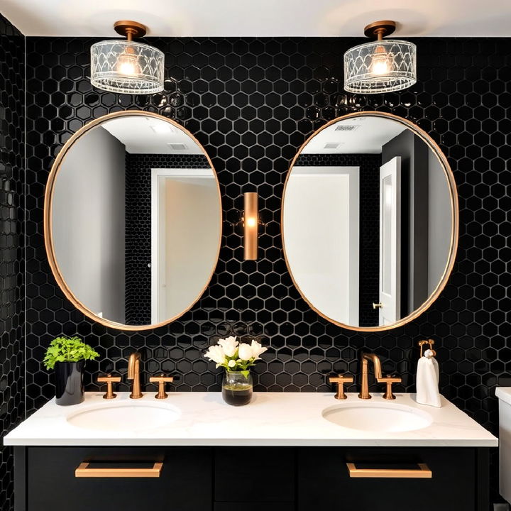 black penny tiles bathroom