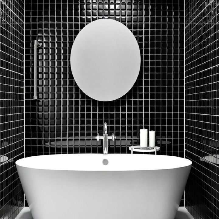 black porcelain mosaic tiles bathroom