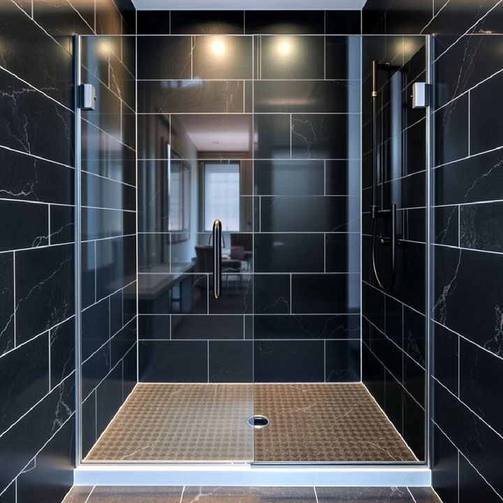 black porcelain tiles bathroom